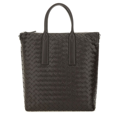 Intrecciato Leather Tote Bags - Fondant/Brown