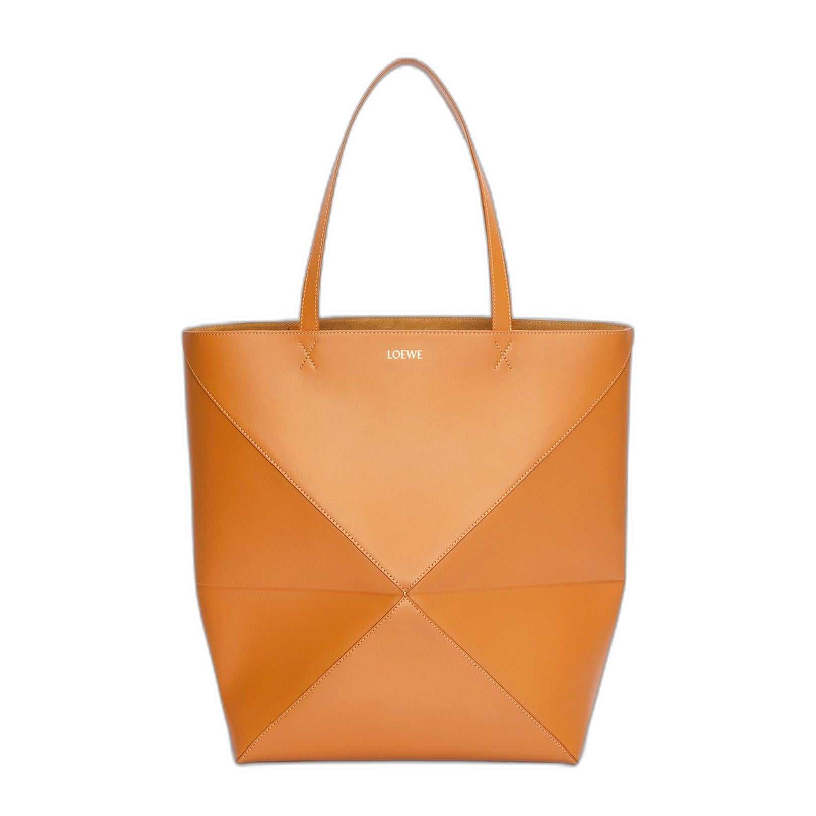 XL Puzzle Fold Tote In Shiny Calfskin
