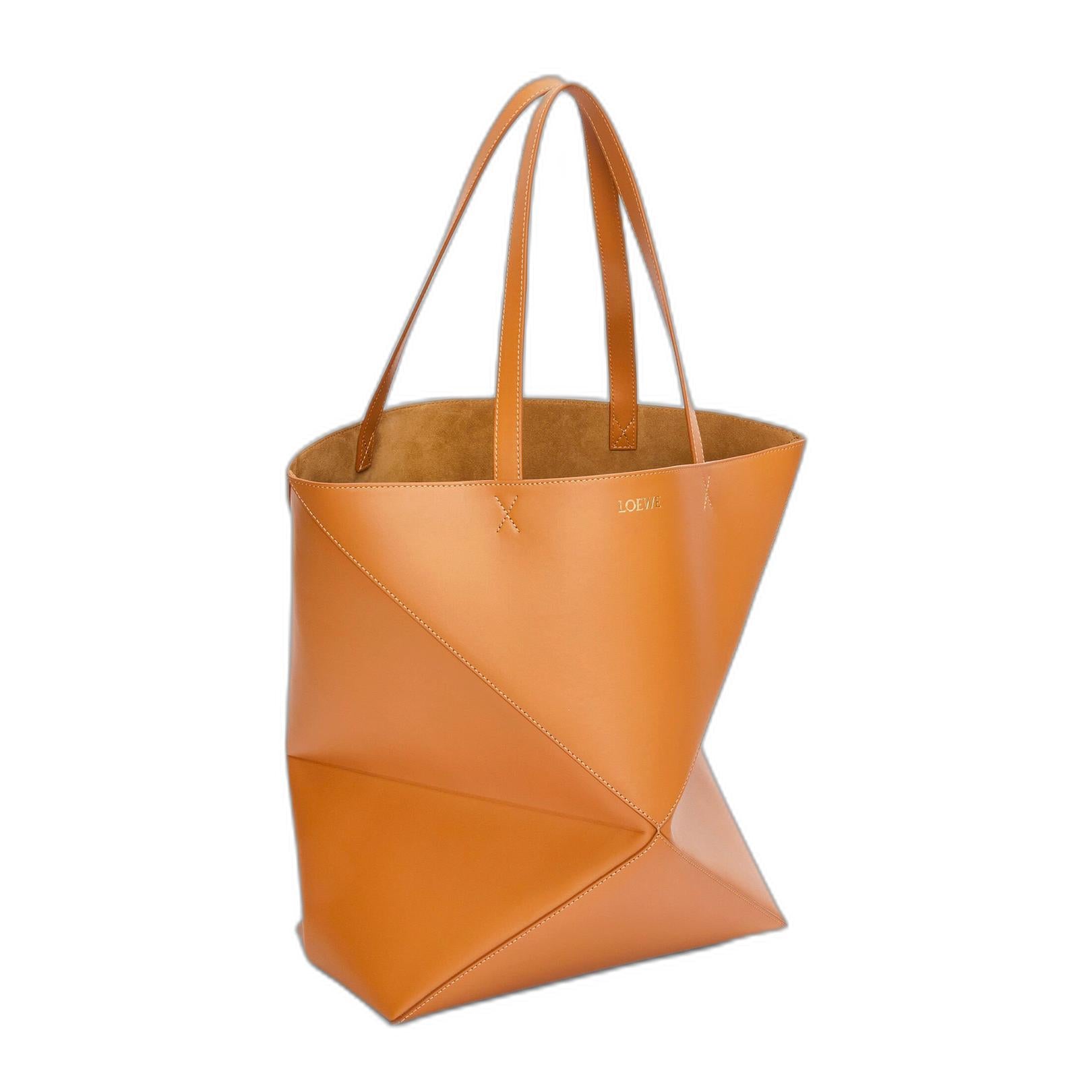 XL Puzzle Fold Tote In Shiny Calfskin