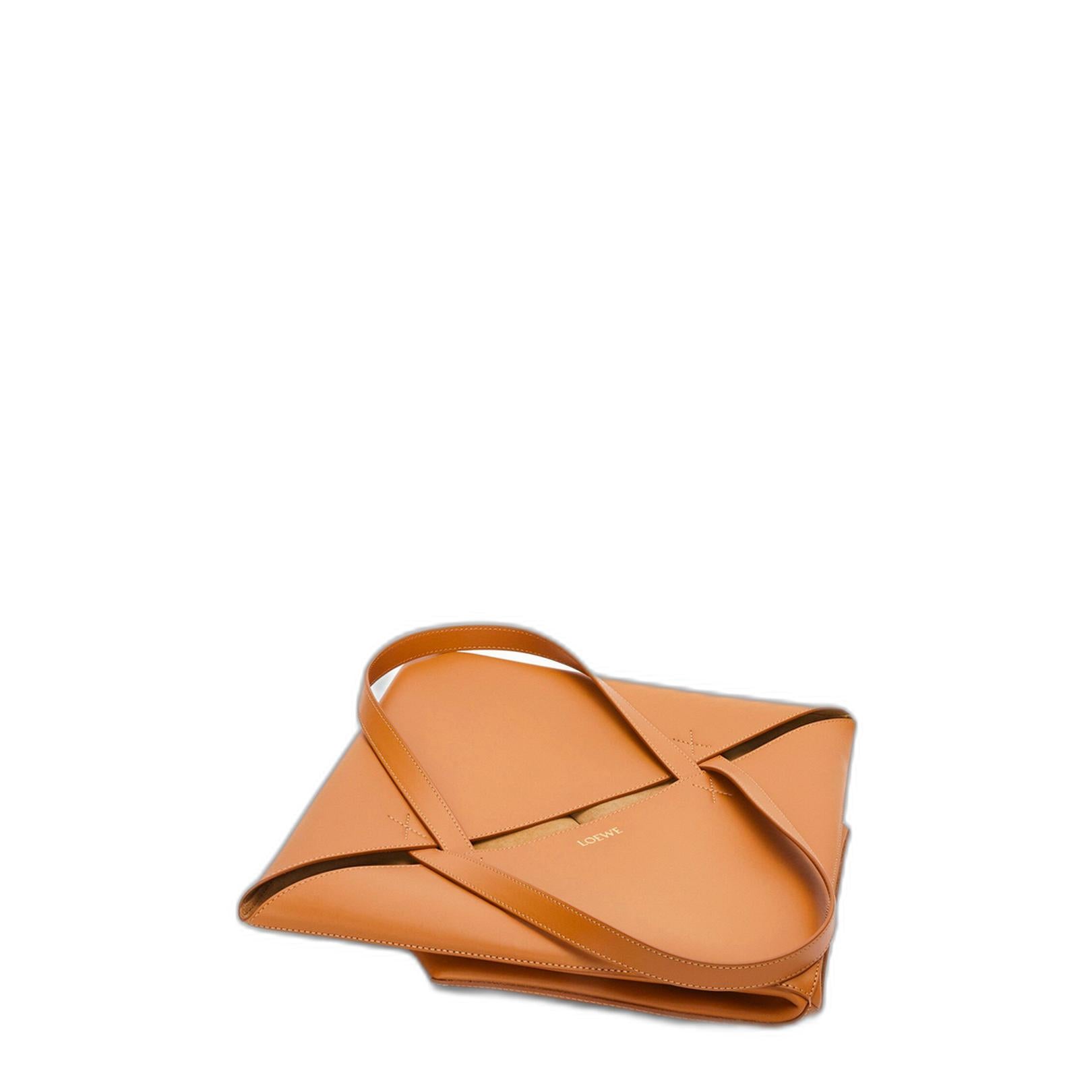XL Puzzle Fold Tote In Shiny Calfskin