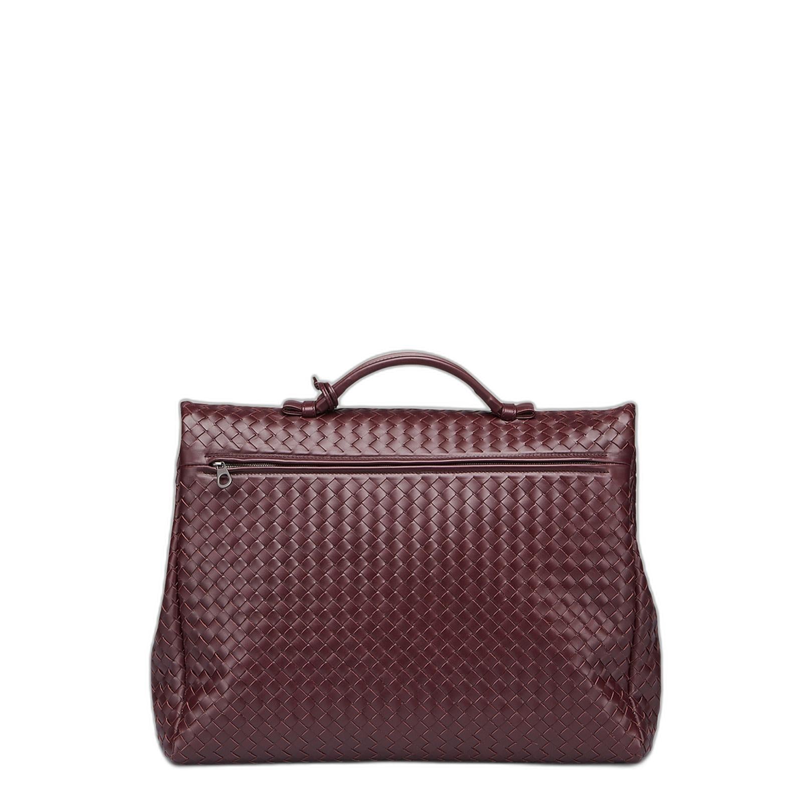 Intrecciato Briefcase Leather In Maroon
