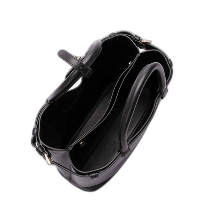 中号带扣皮革手提包