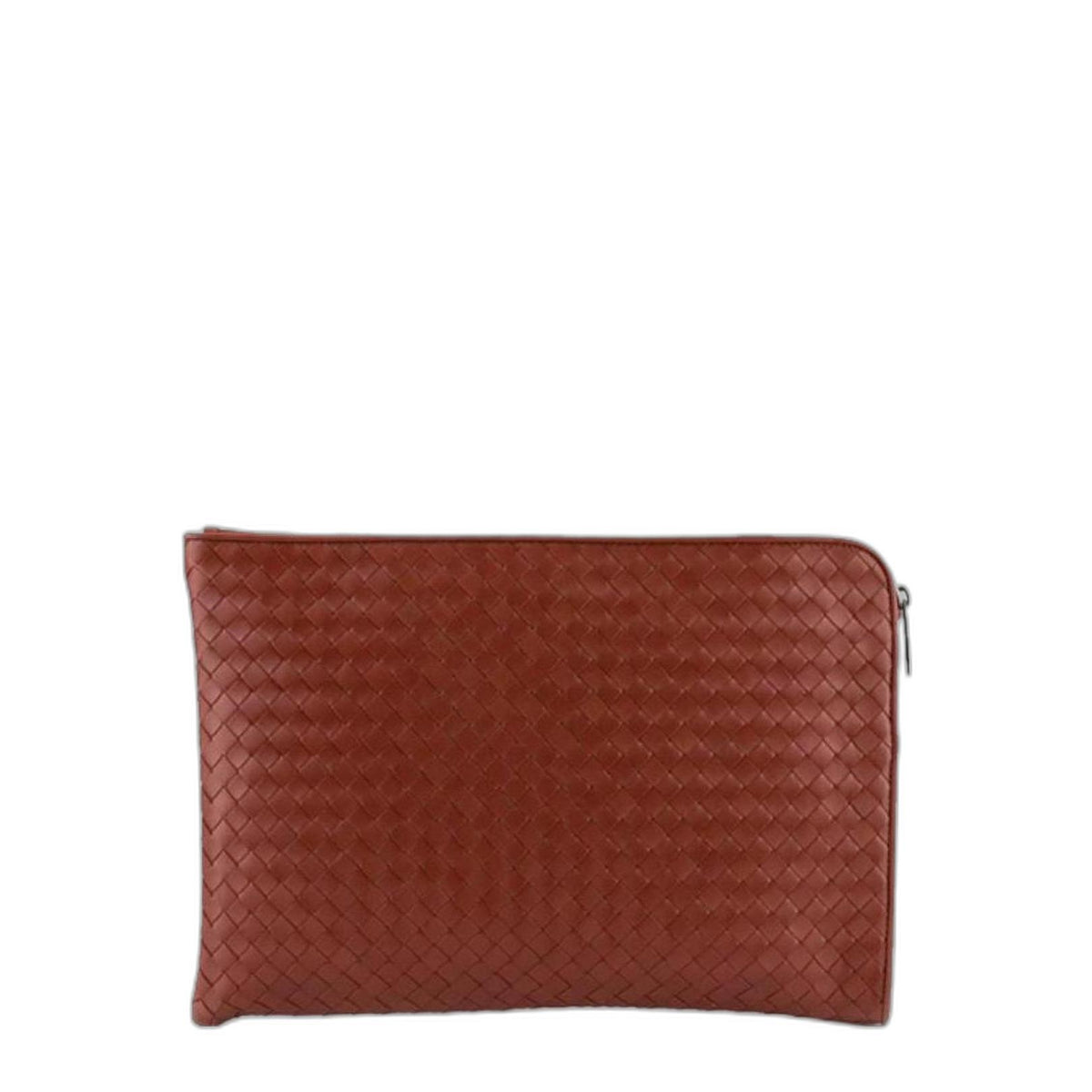 Intrecciato leather clutch in Brown Red