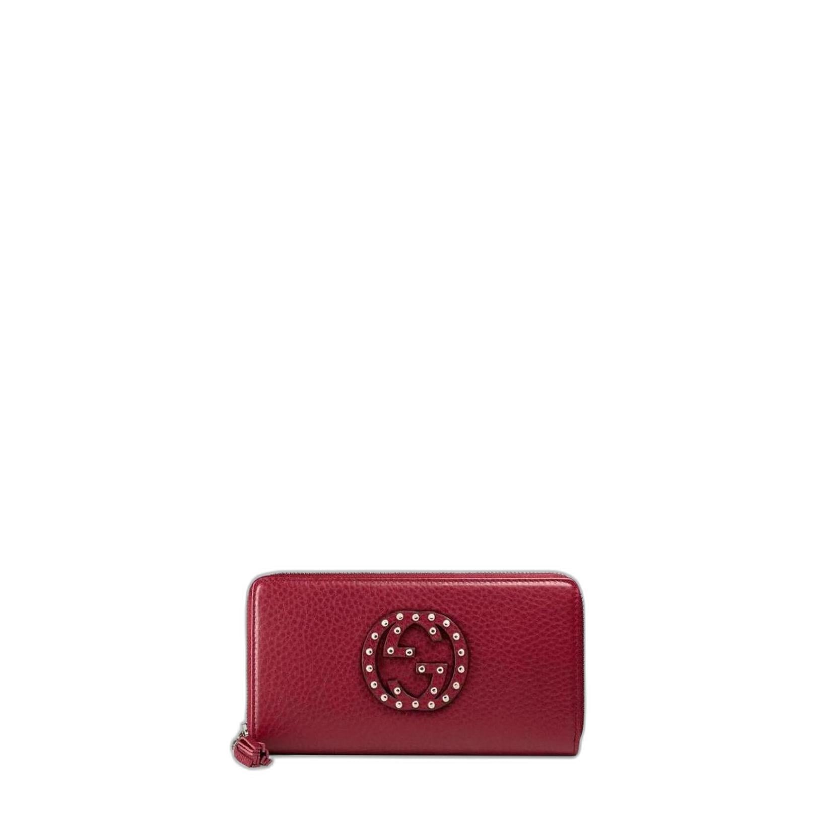 Soho studded Leather Wallet in Red