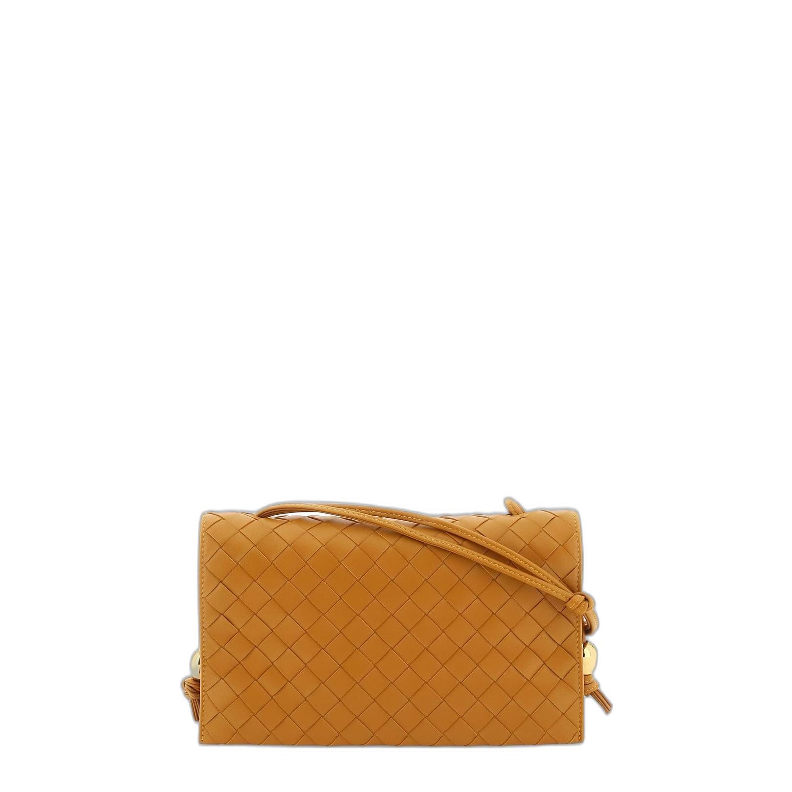 Ochre Leather Trio Pouch On Strap Shoulder Bag