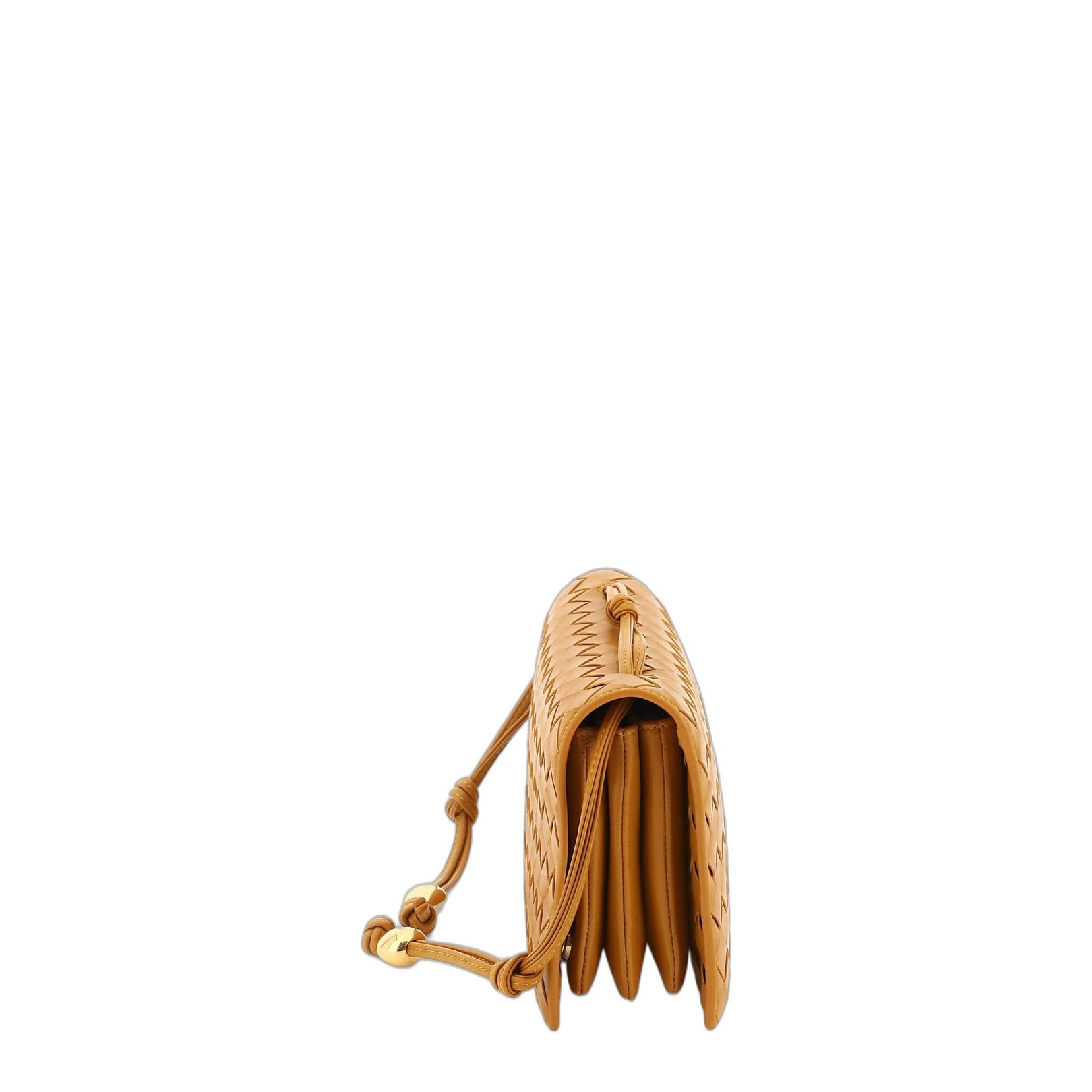Ochre Leather Trio Pouch On Strap Shoulder Bag