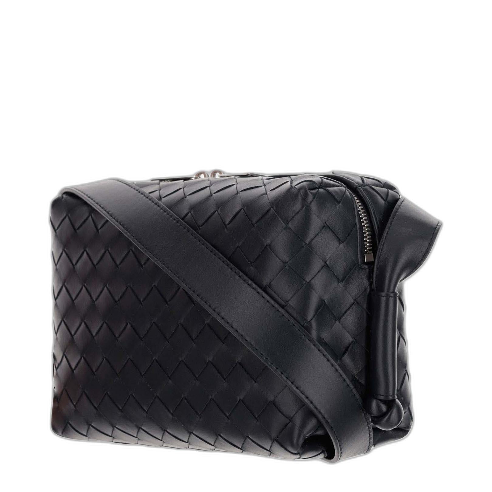Loop Intrecciato Leather Bag in Black