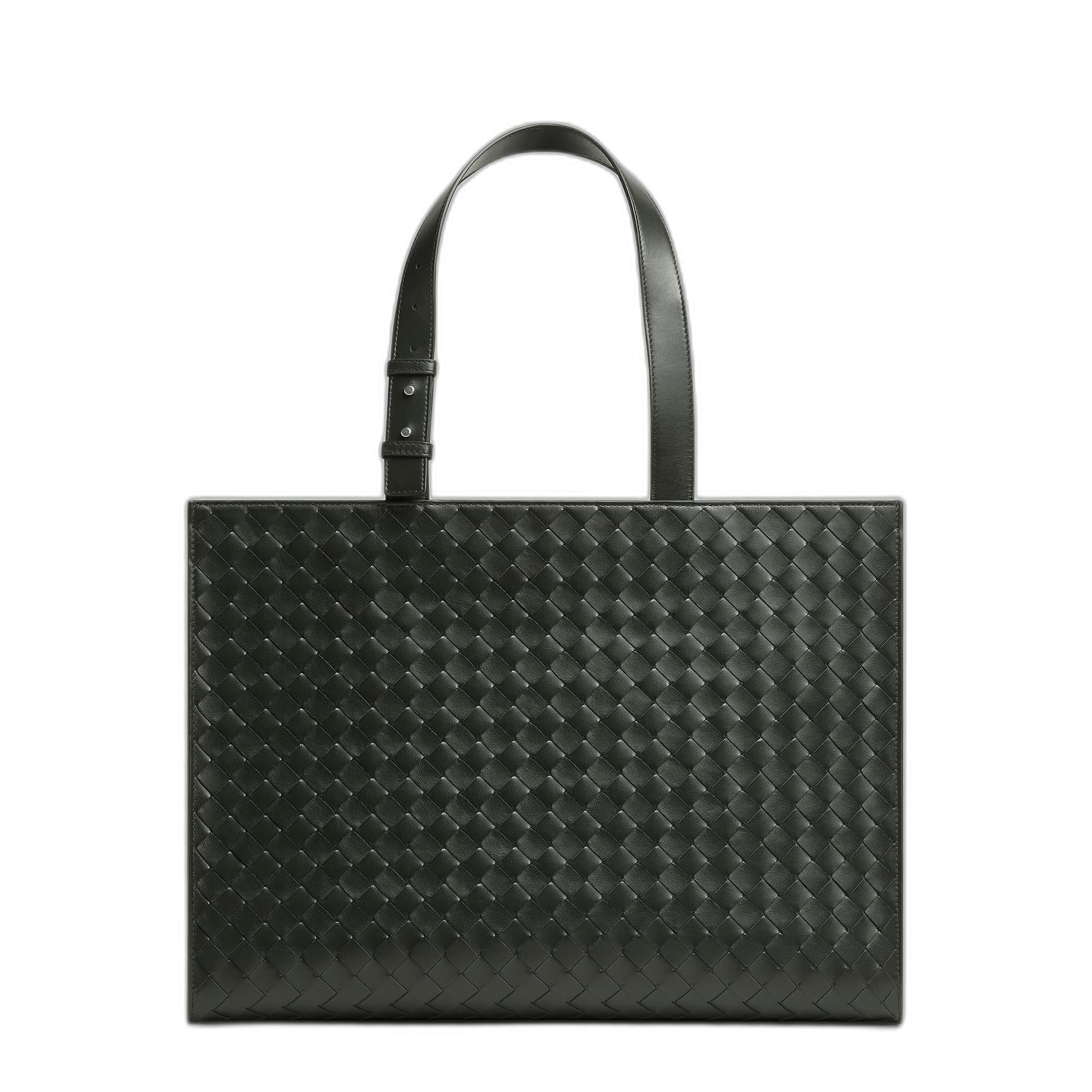 Dark Green Woven Tote Bag