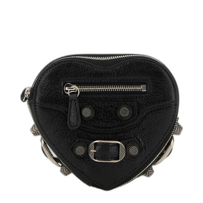 Le Cagole Heart Pouch Bag Leather in Black