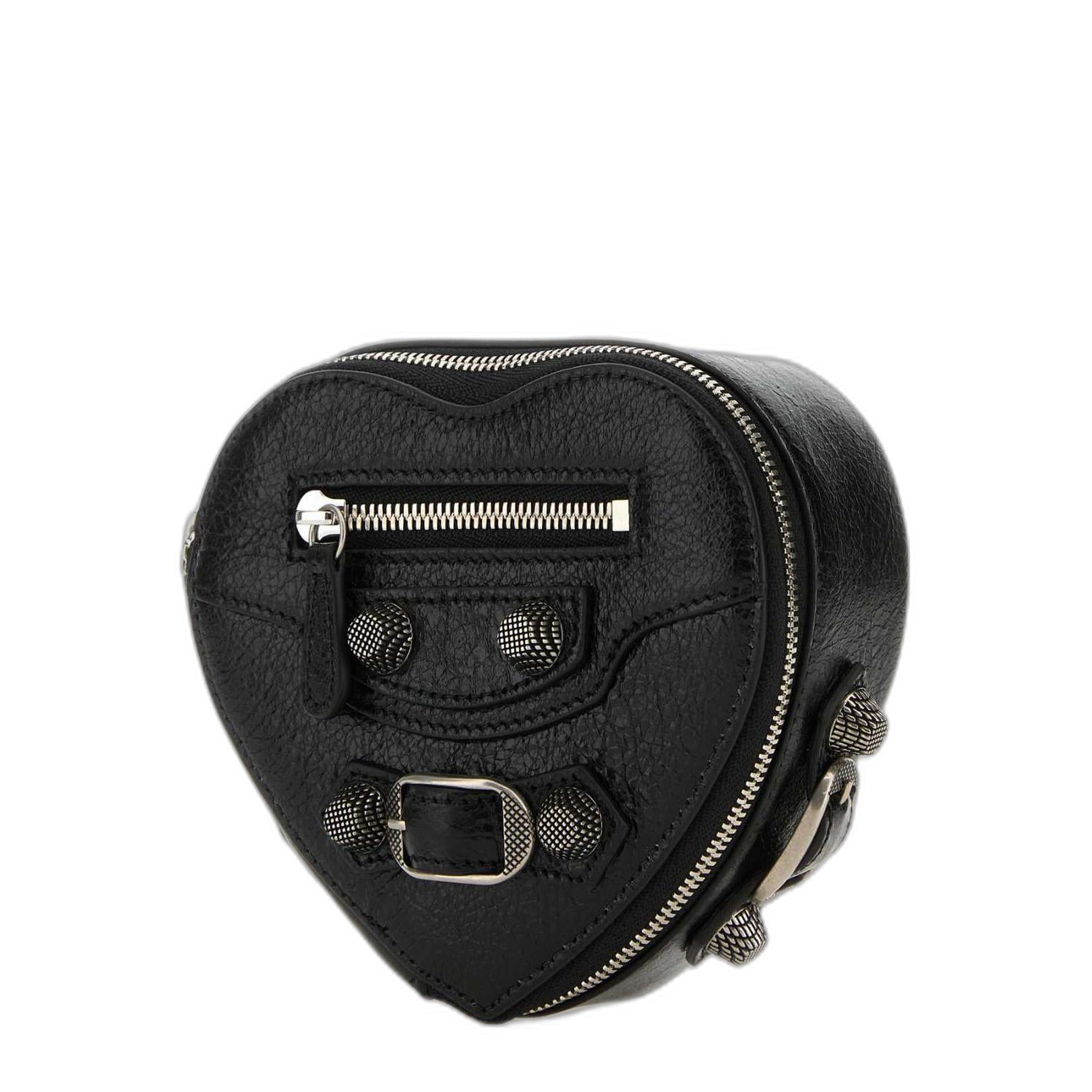Le Cagole Heart Pouch Bag Leather in Black