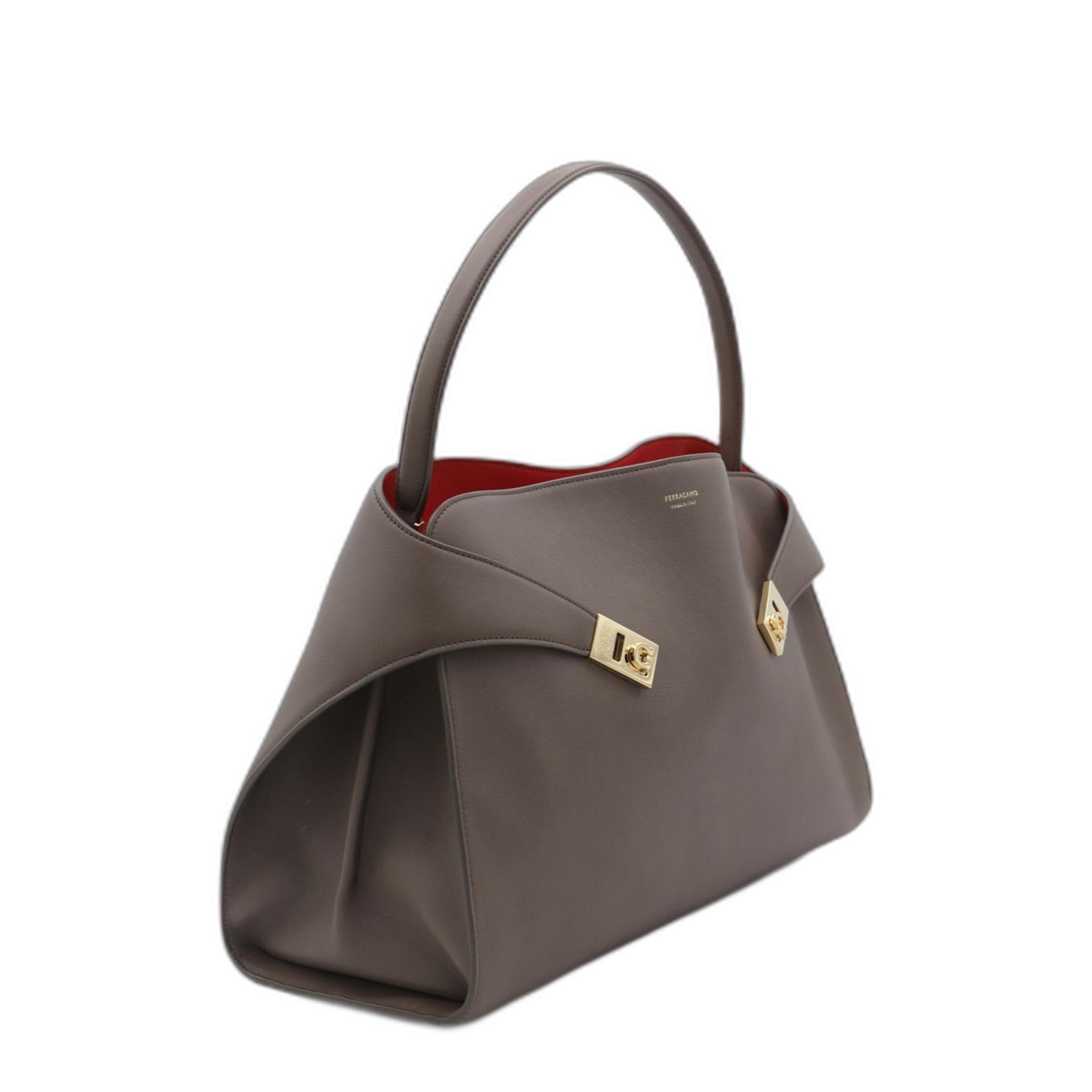 Ferragamo Brown Calf Leather Top Handle Bag