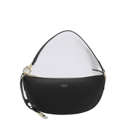 Ferragamo Black Leather Hobo Xs Crossbody Bag