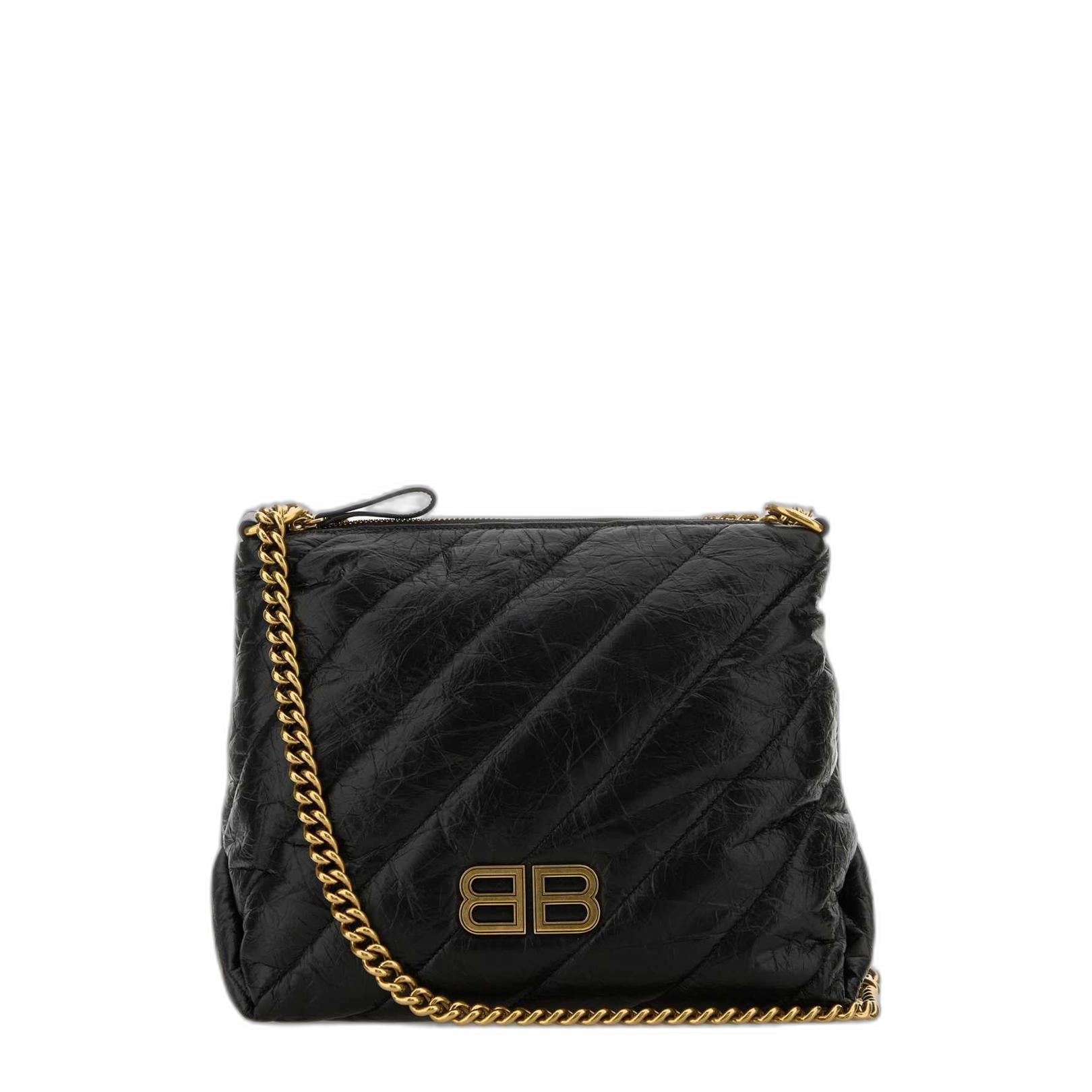 Crush Small Quilted Leather Hobo Bag in Black