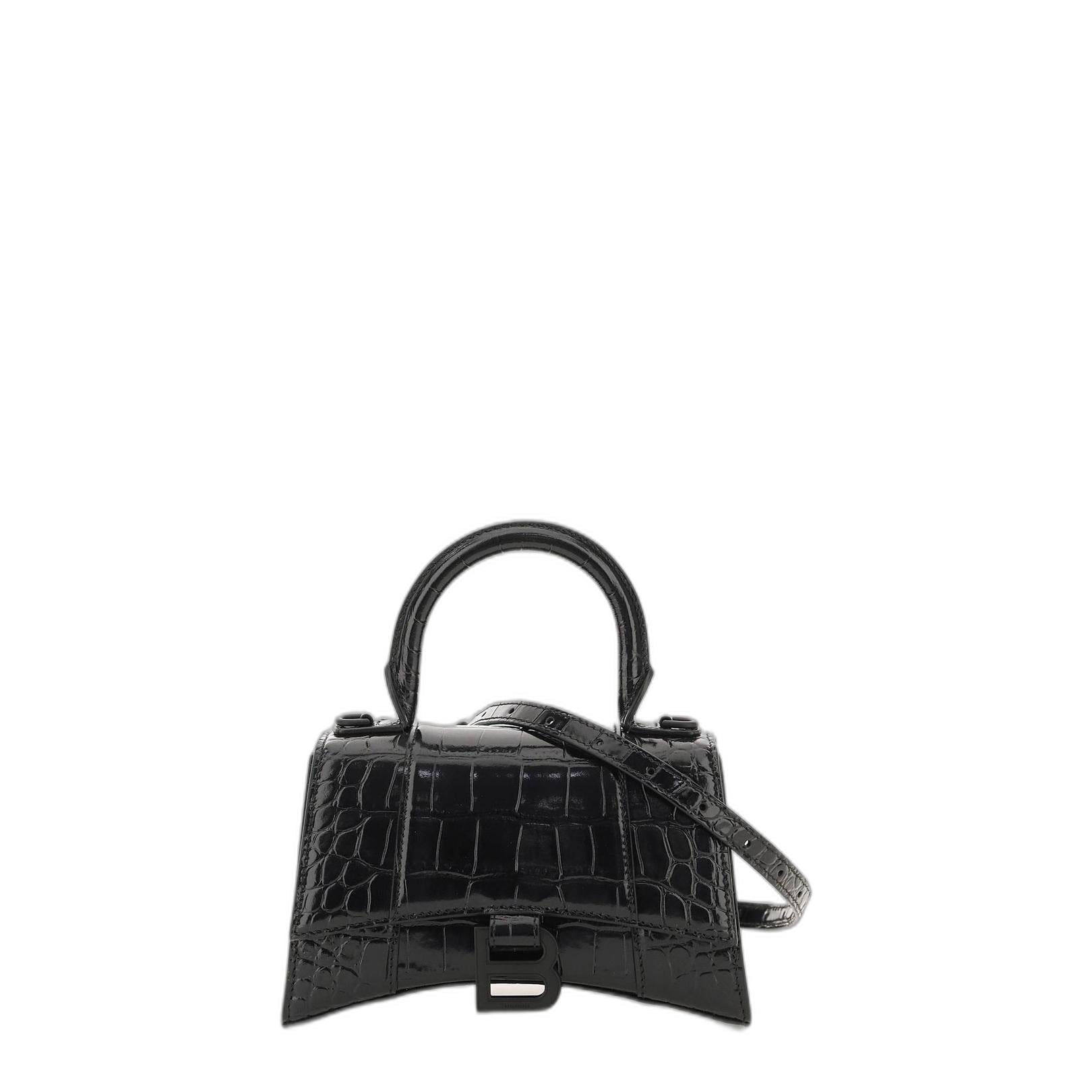 鳄鱼压纹沙漏XS手提包