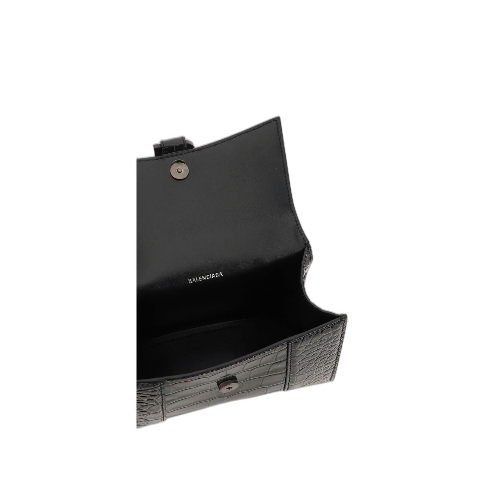 鳄鱼压纹沙漏XS手提包