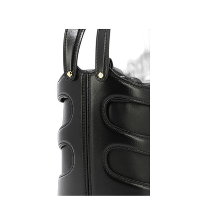 Rise Medium Leather Bucket Bag - Black