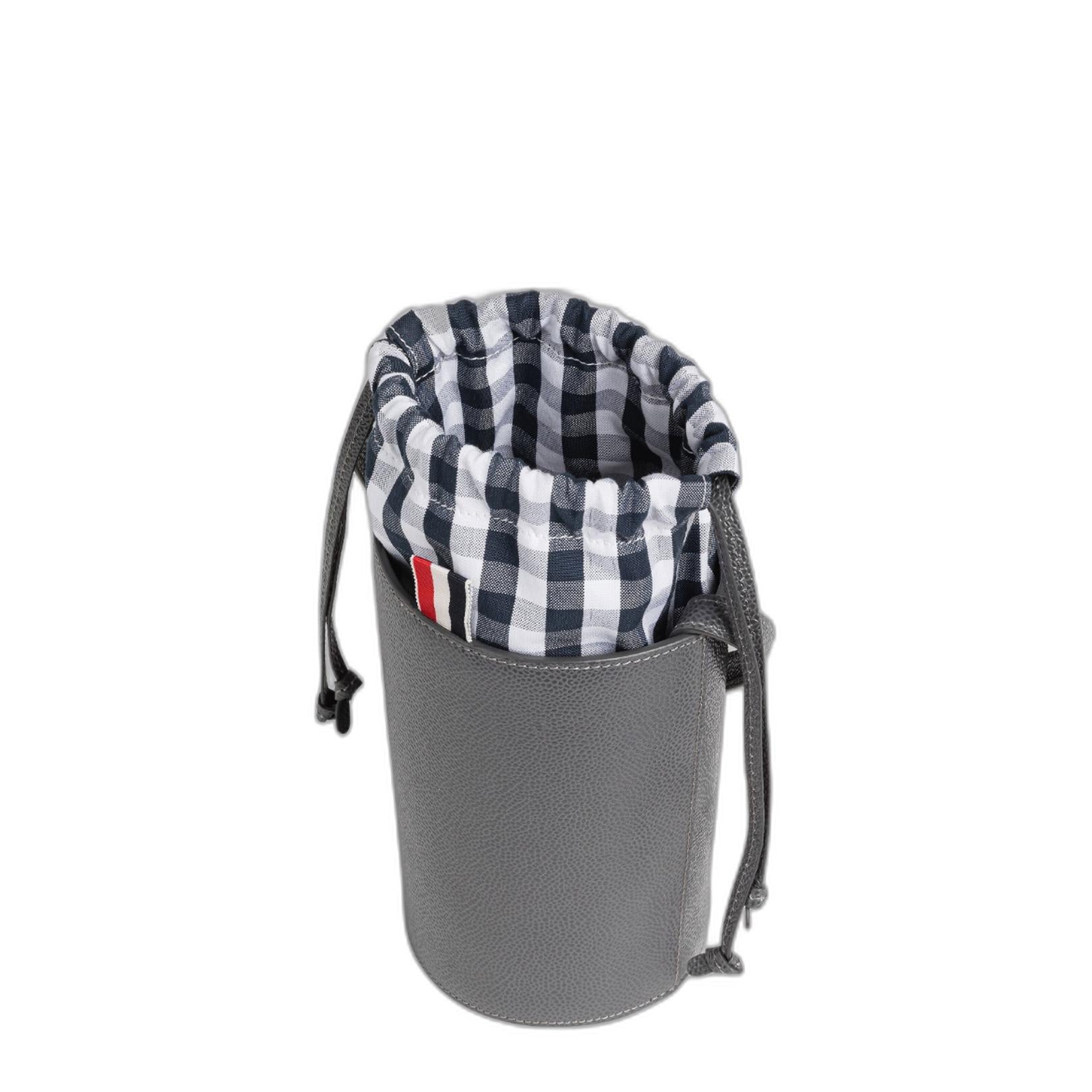 Pebble Grain Gingham Crossbody Mini Bucket Bag