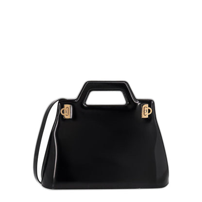 Wanda Leather Tote Bag in Black
