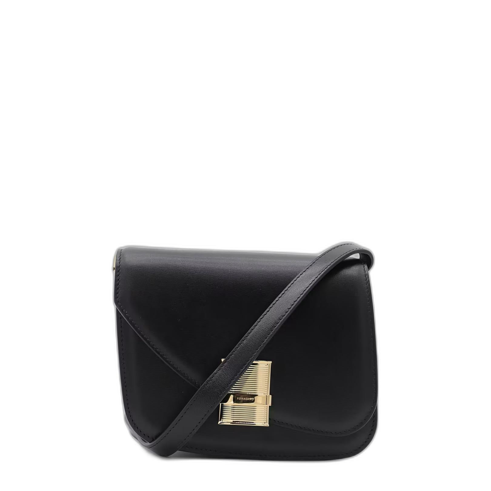 Ferragamo Black Leather Crossbody Bag