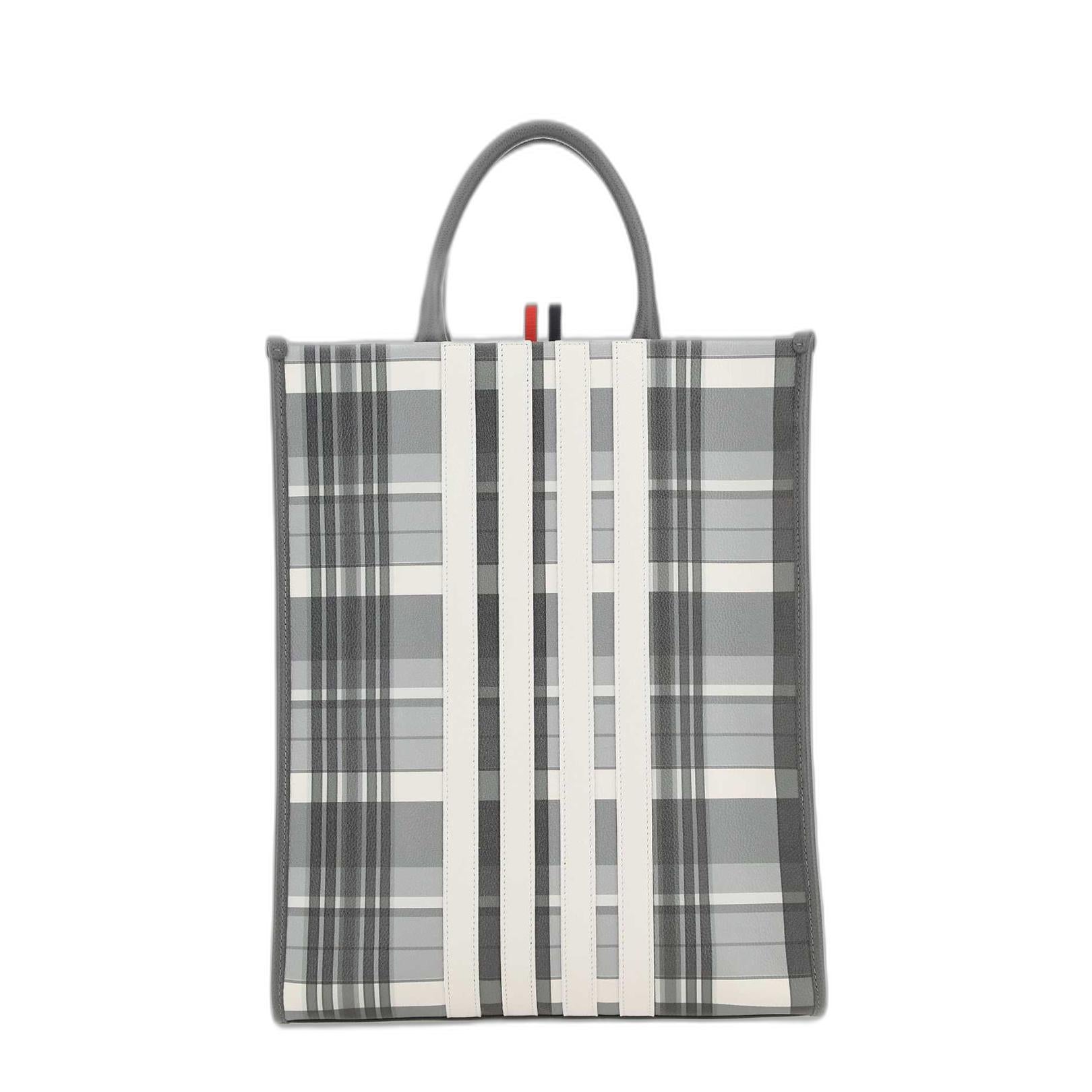 Grey 4-bar Vertical Stripe Tote Bag
