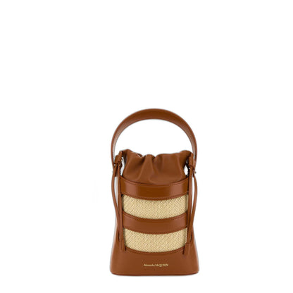 Two-tone Leather And Raffia Mini The Rise
