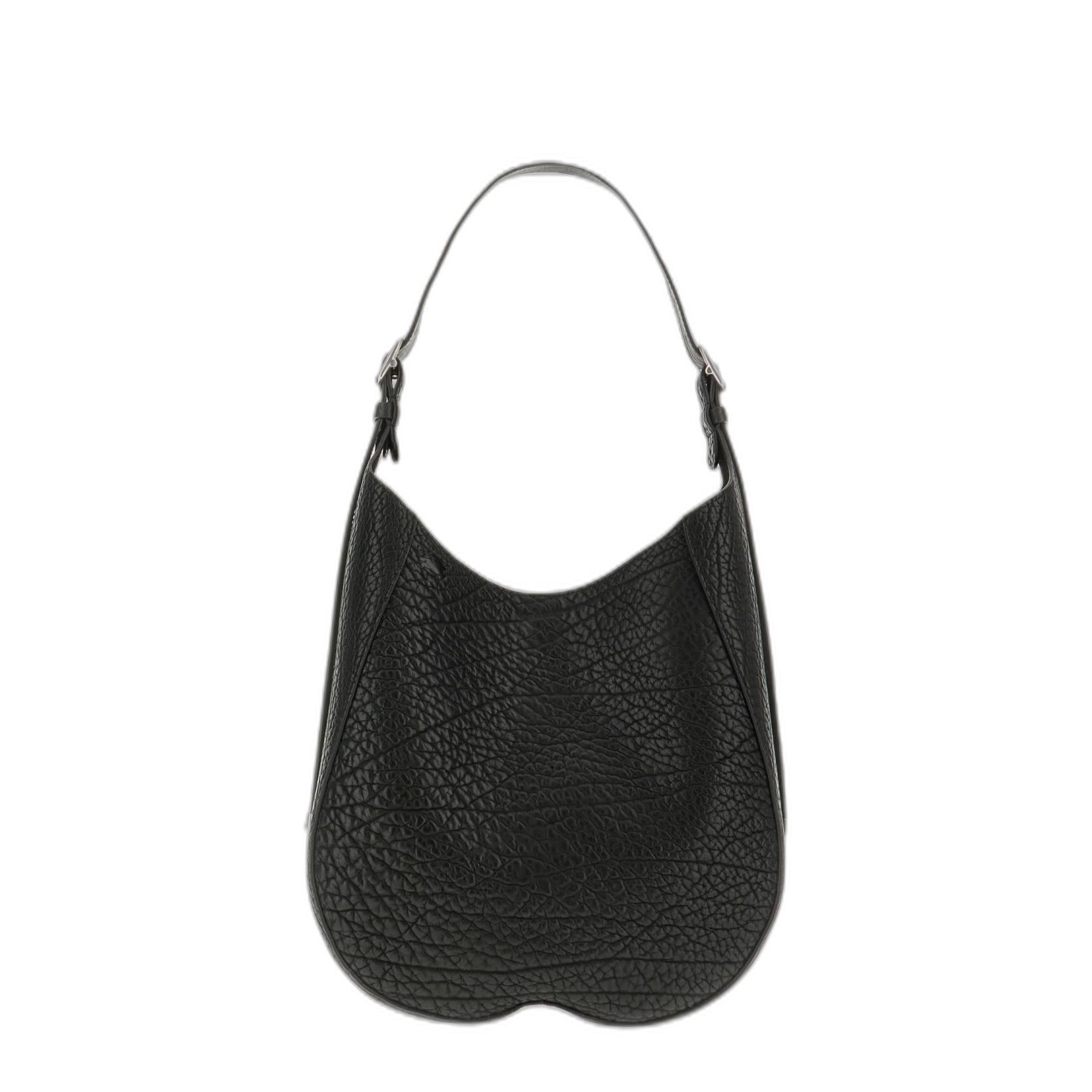 Black Leather Medium Chess Shoulder Bag