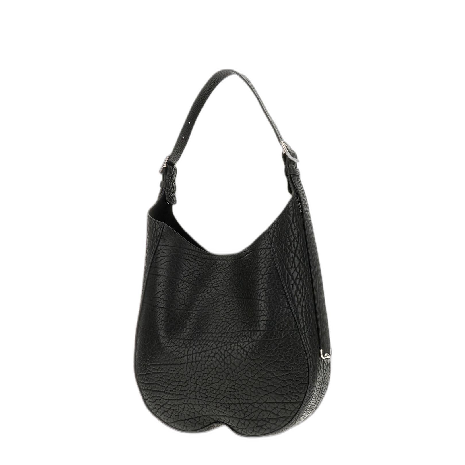 Black Leather Medium Chess Shoulder Bag