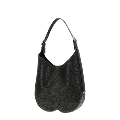 Black Leather Medium Chess Shoulder Bag