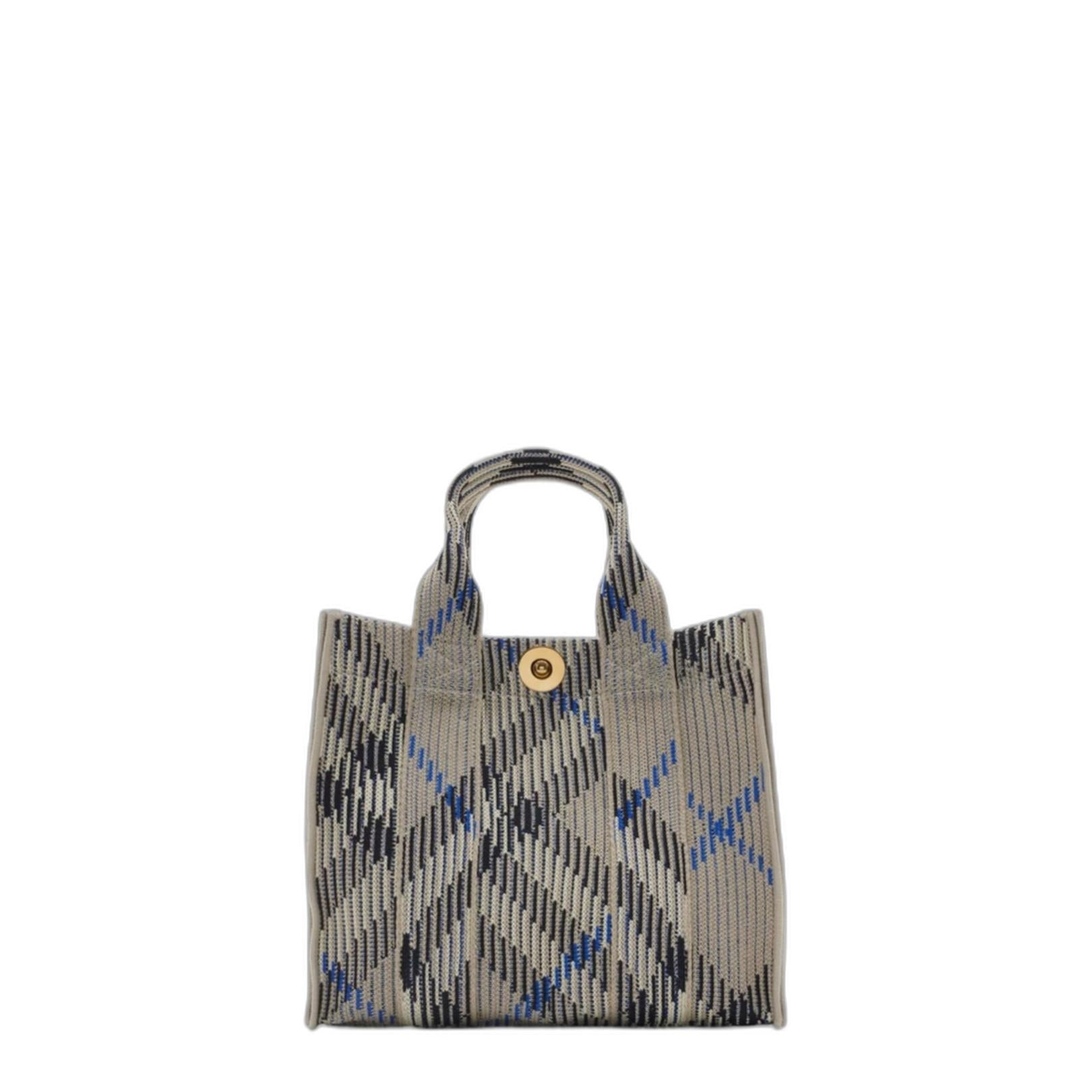 Mini Check Knitted Tote in Lichen