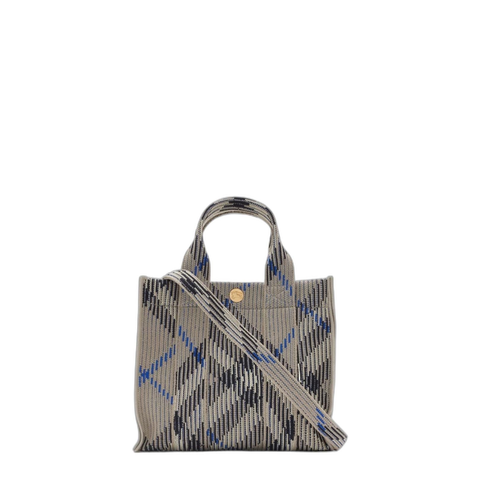 Mini Check Knitted Tote in Lichen