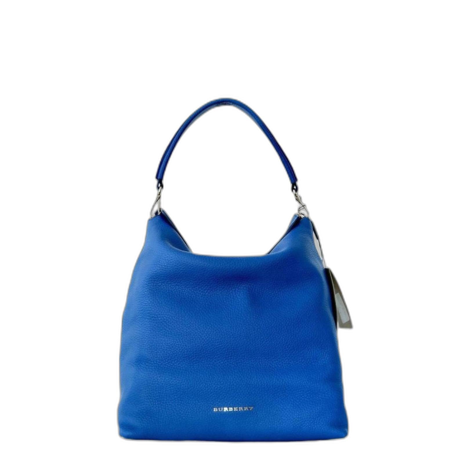 Medium Leather Hobo Bag in Brilliant Blue
