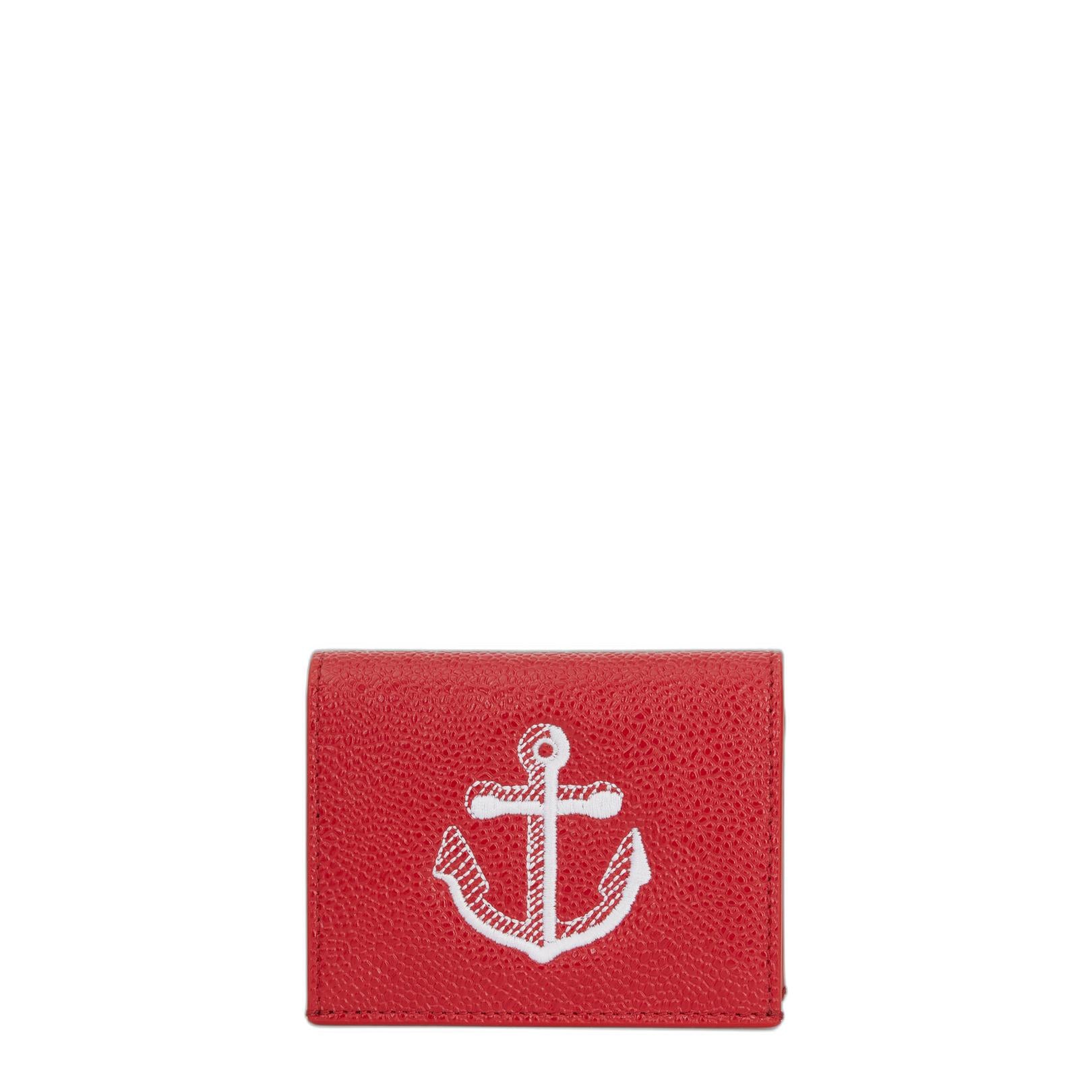 Pebble Grain Leather Anchor Double Card Holder