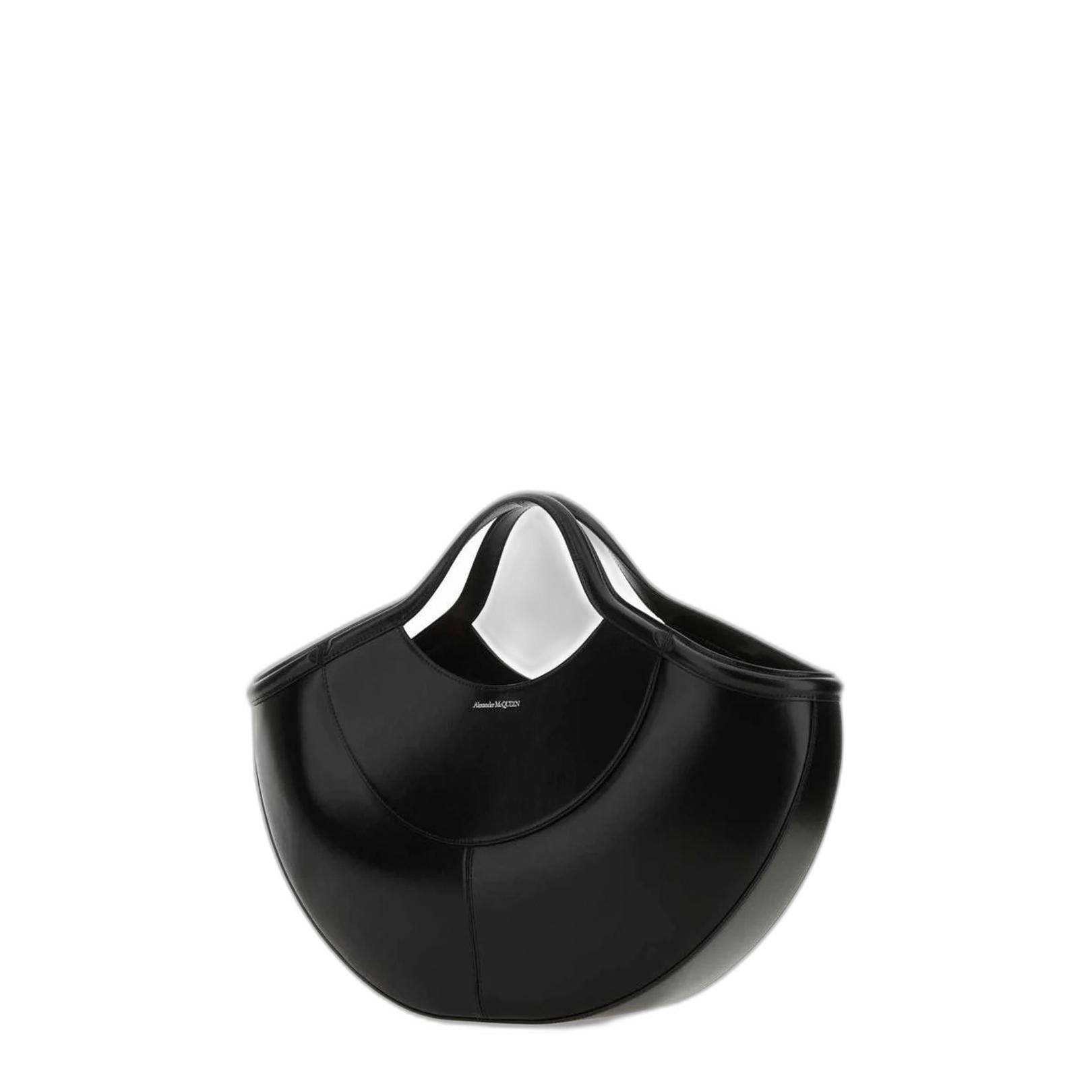 Black Leather Shopping Bag