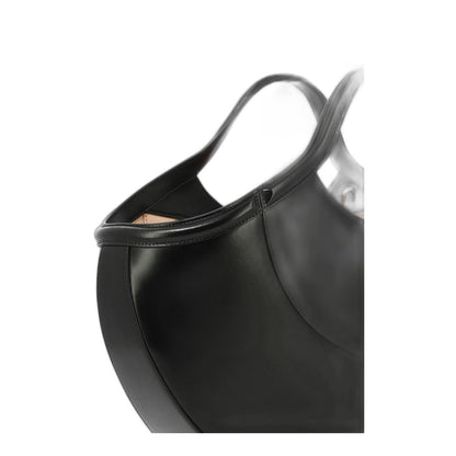 Black Leather Shopping Bag