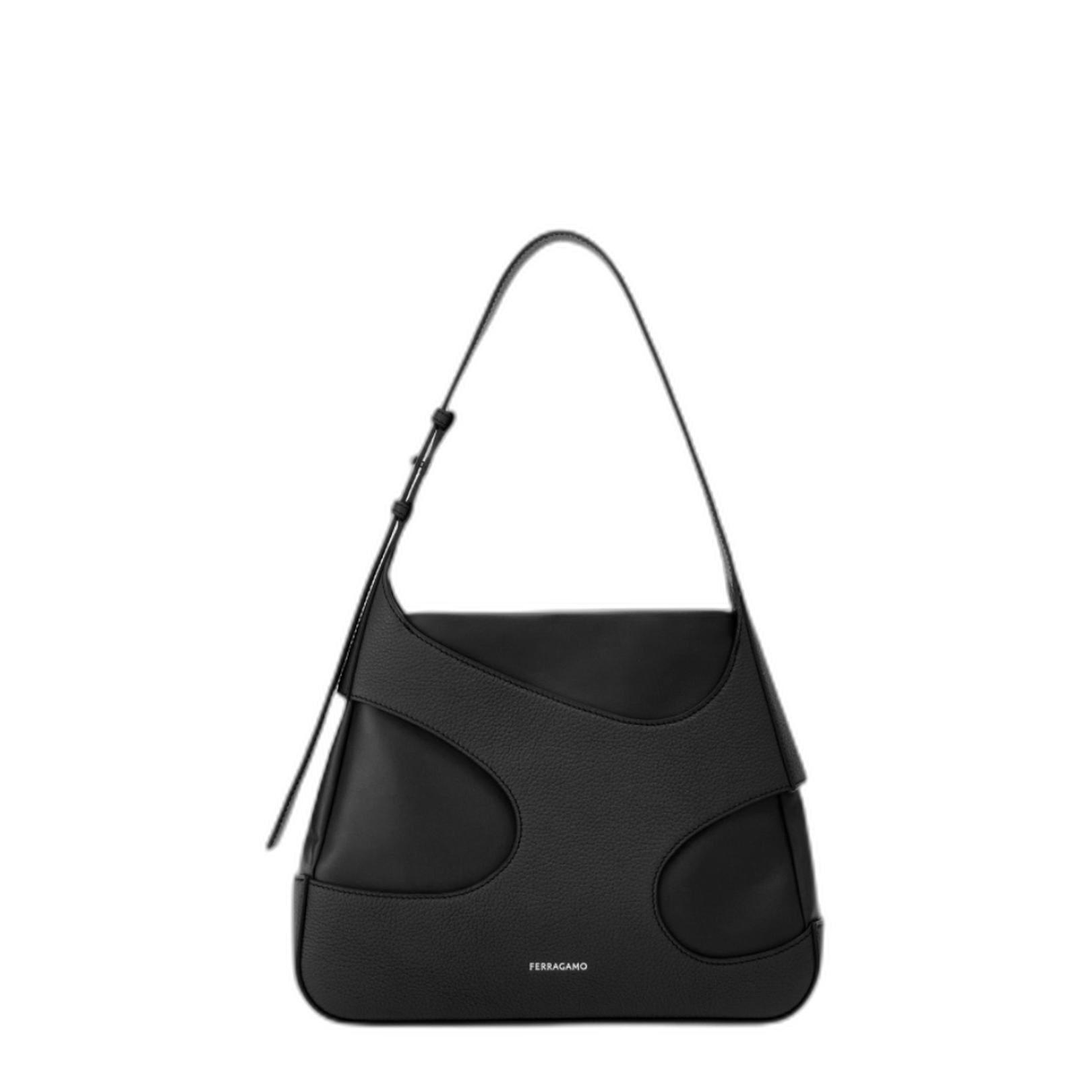 Ferragamo Shoulder Bag With Cut-Out Detailing M In Black