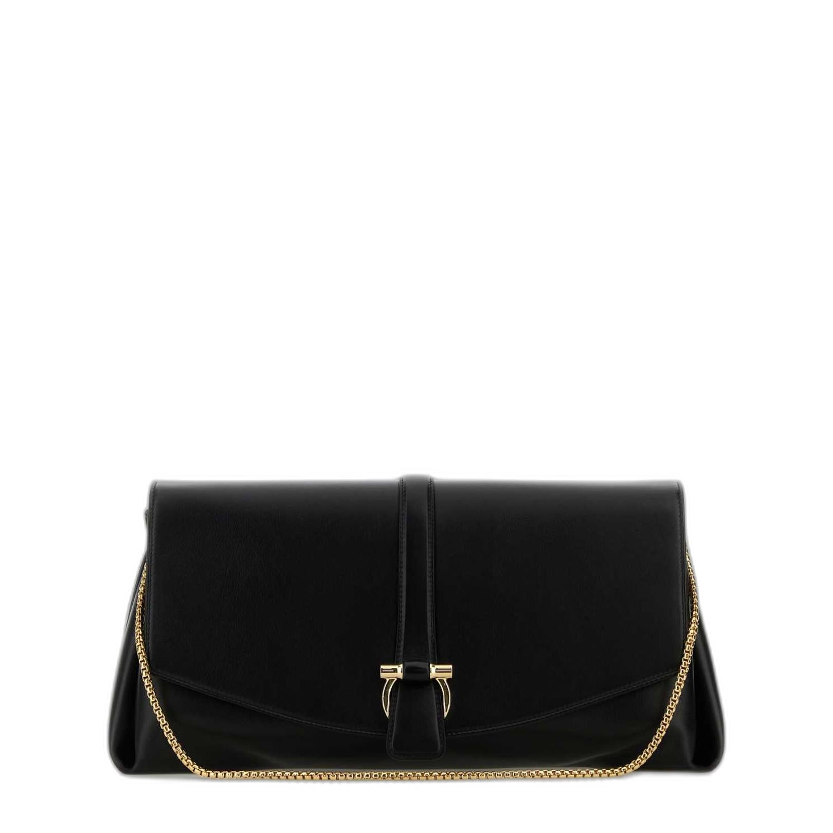 Black Leather Large Crossbody Bag