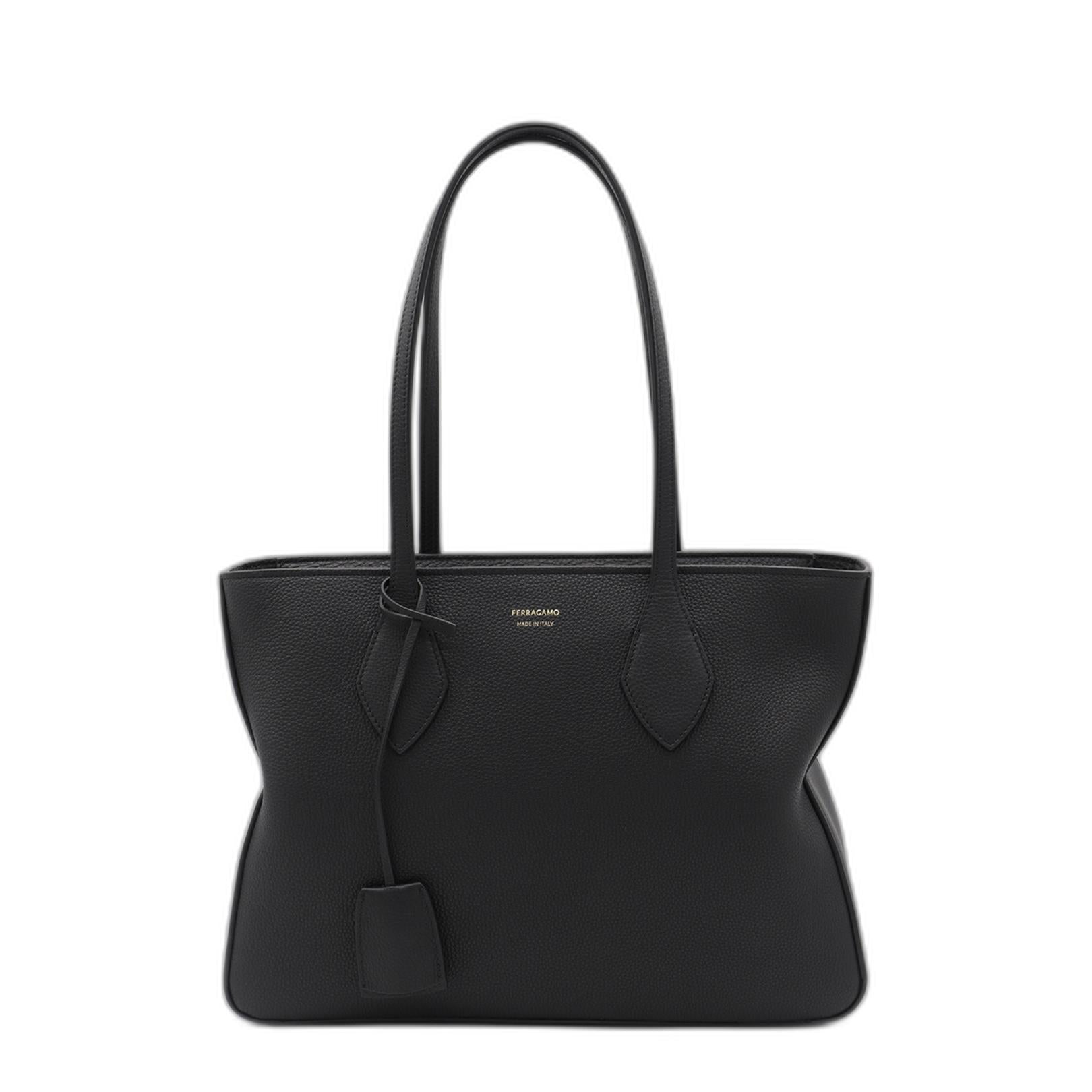 Ferragamo Black Leather Tote Bag