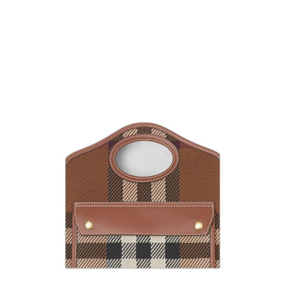 Mini Knitted Check And Leather Pocket Bag In Dark Birch
