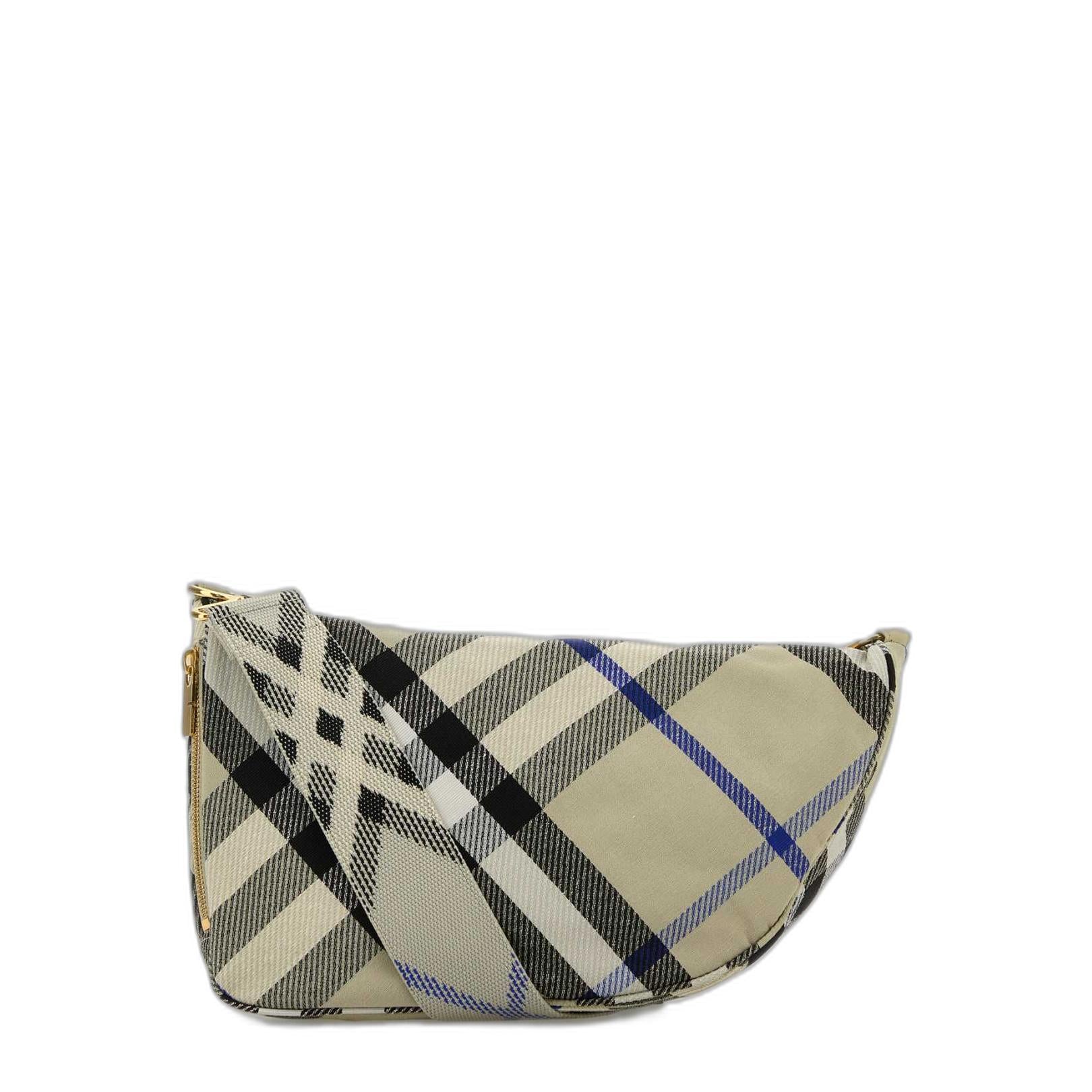 Embroidered Fabric Medium Shield Crossbody Bag