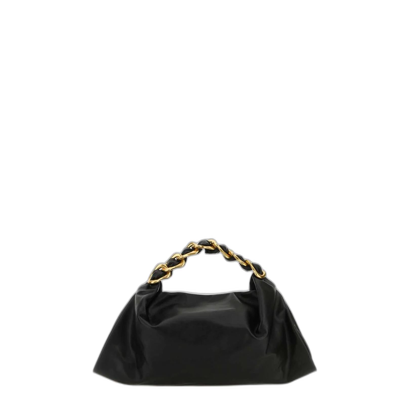 Black Leather Medium Swan Handbag