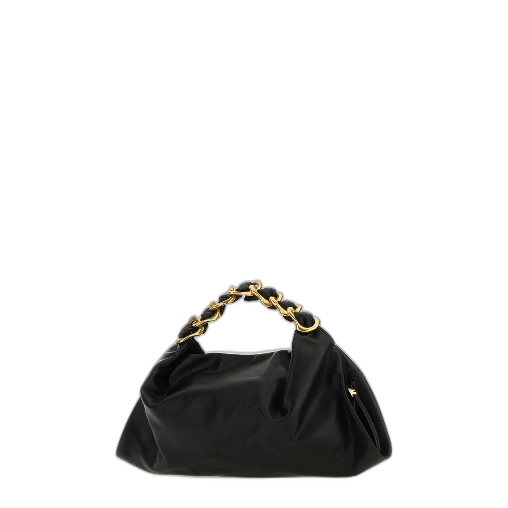 Black Leather Medium Swan Handbag
