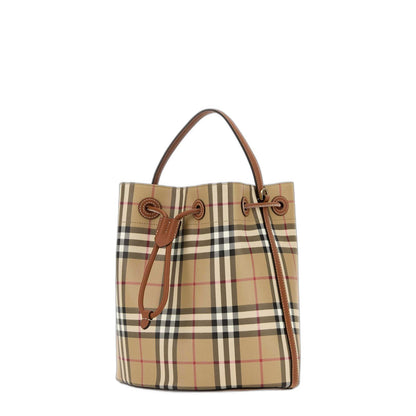 Printed Canvas Check Bucket Bag