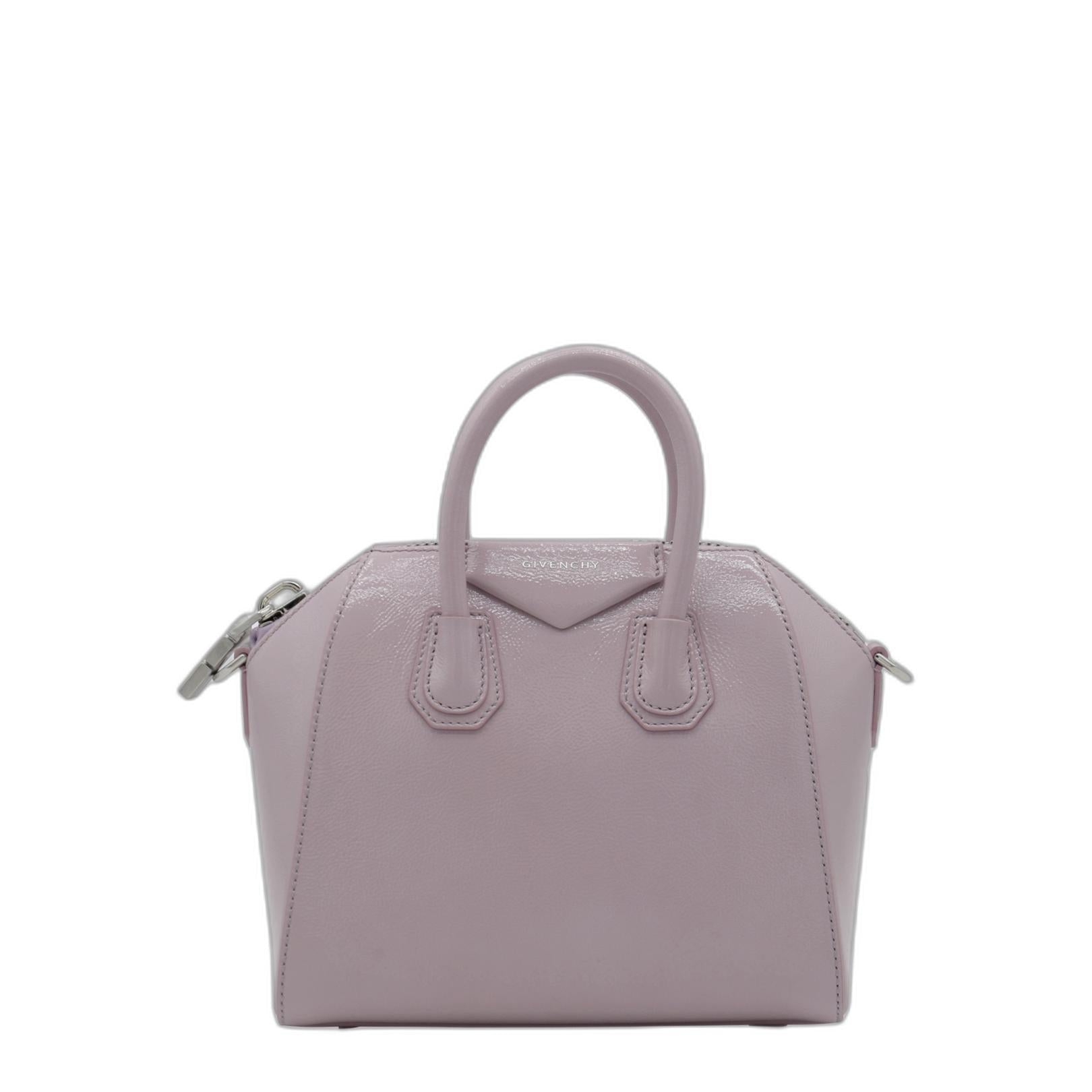 Pink Leather Antigona Top Handle Bag