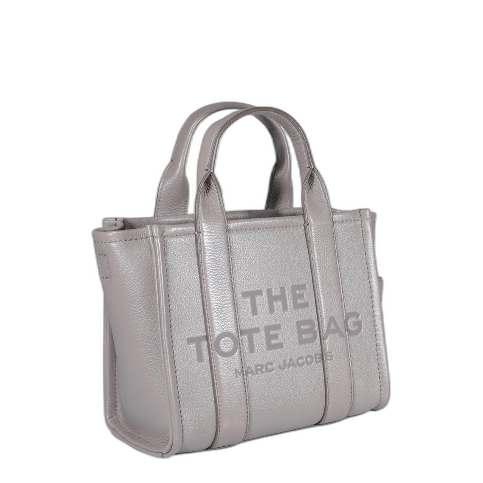 Small Full Grain Leather Tote - Cement