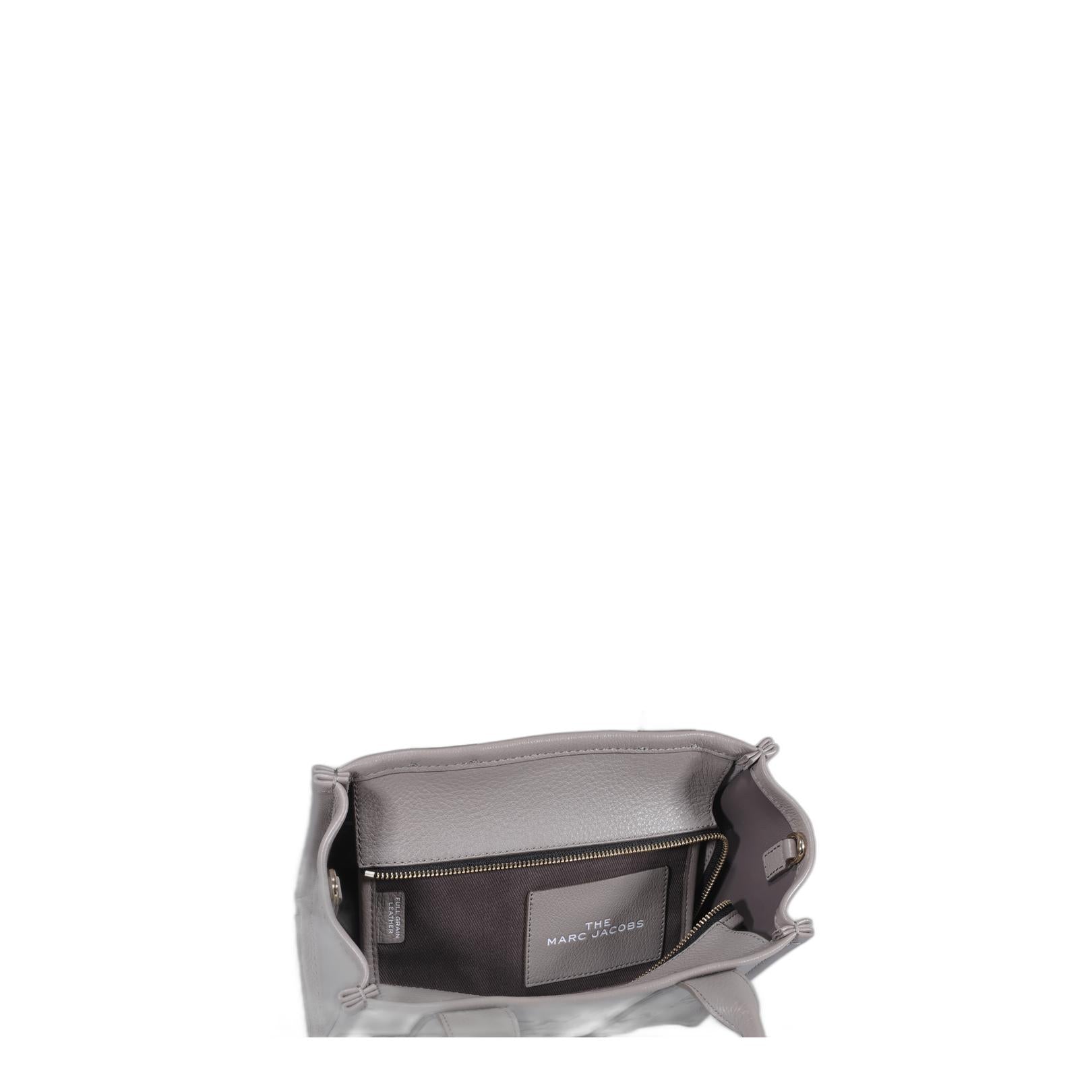 Small Full Grain Leather Tote - Cement