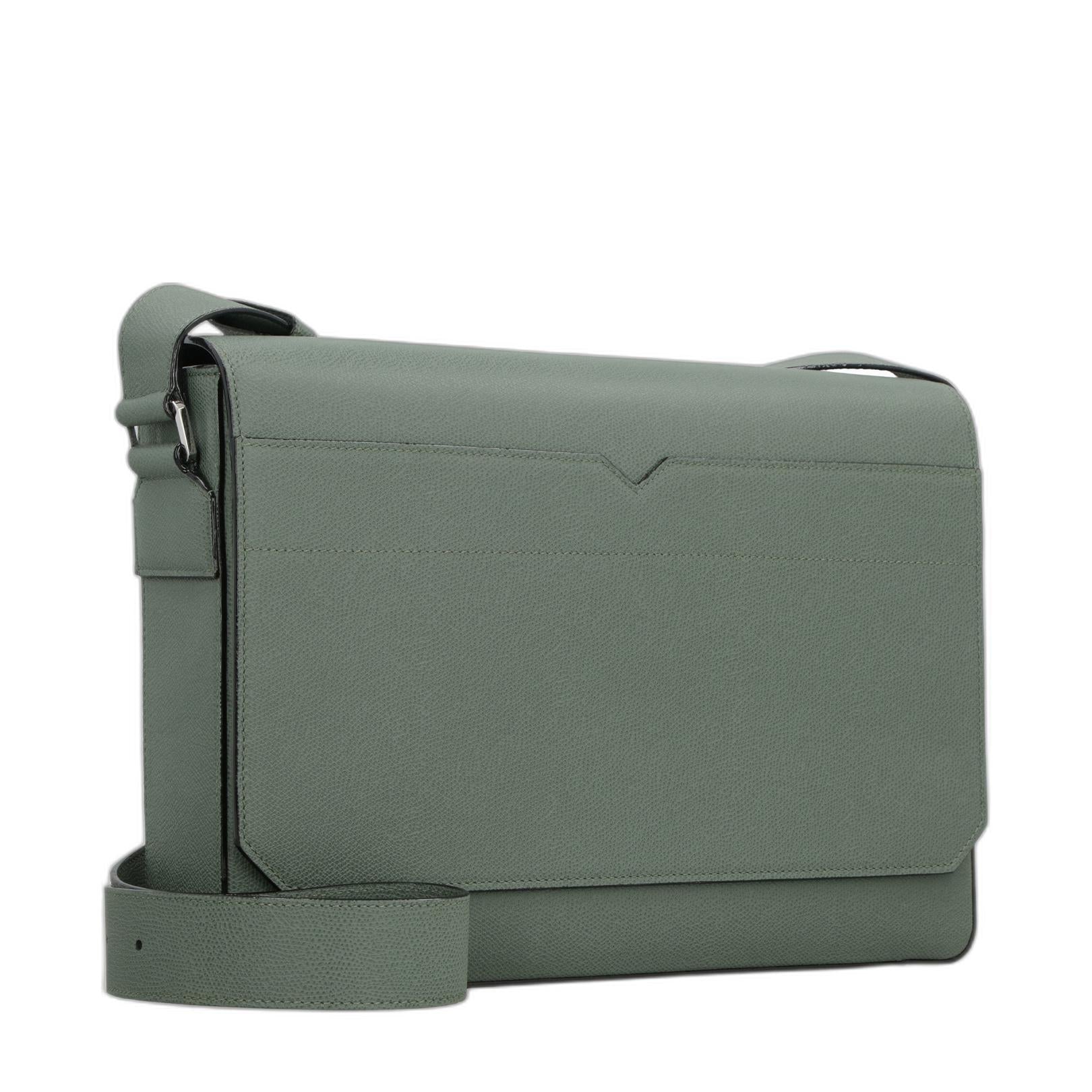 V-line Leather Messenger Bag