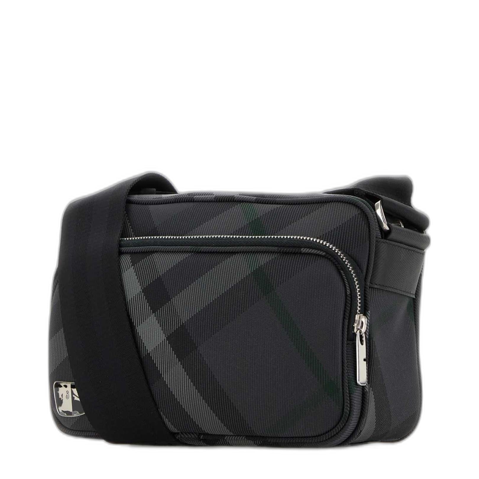 Burberry Embroidered Cavnas Grid Crossbody Bag