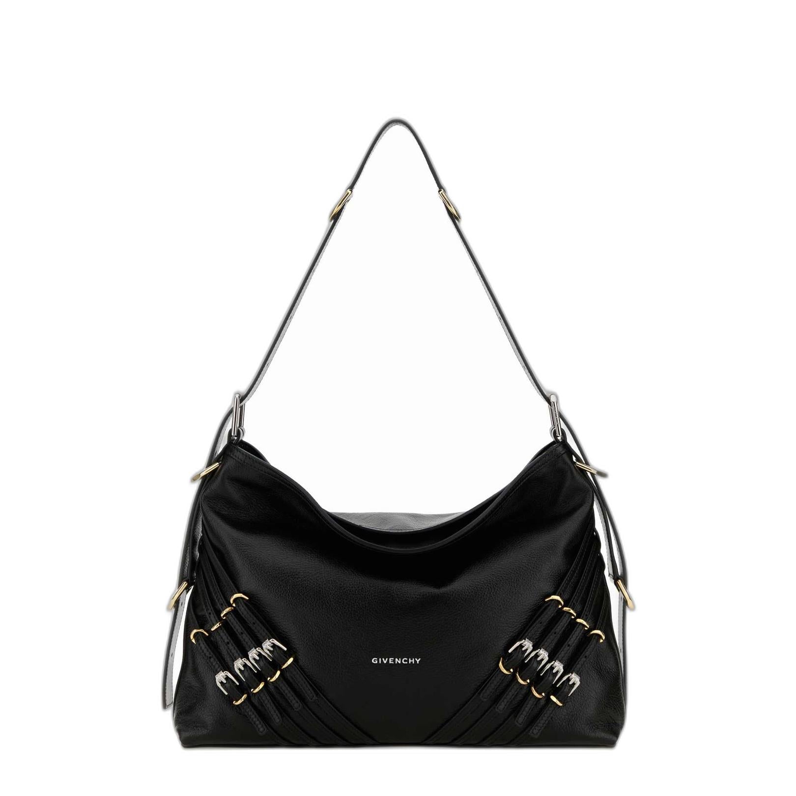 Givenchy Voyoum Medium Shoulder Bag In Shiny Leather - Black