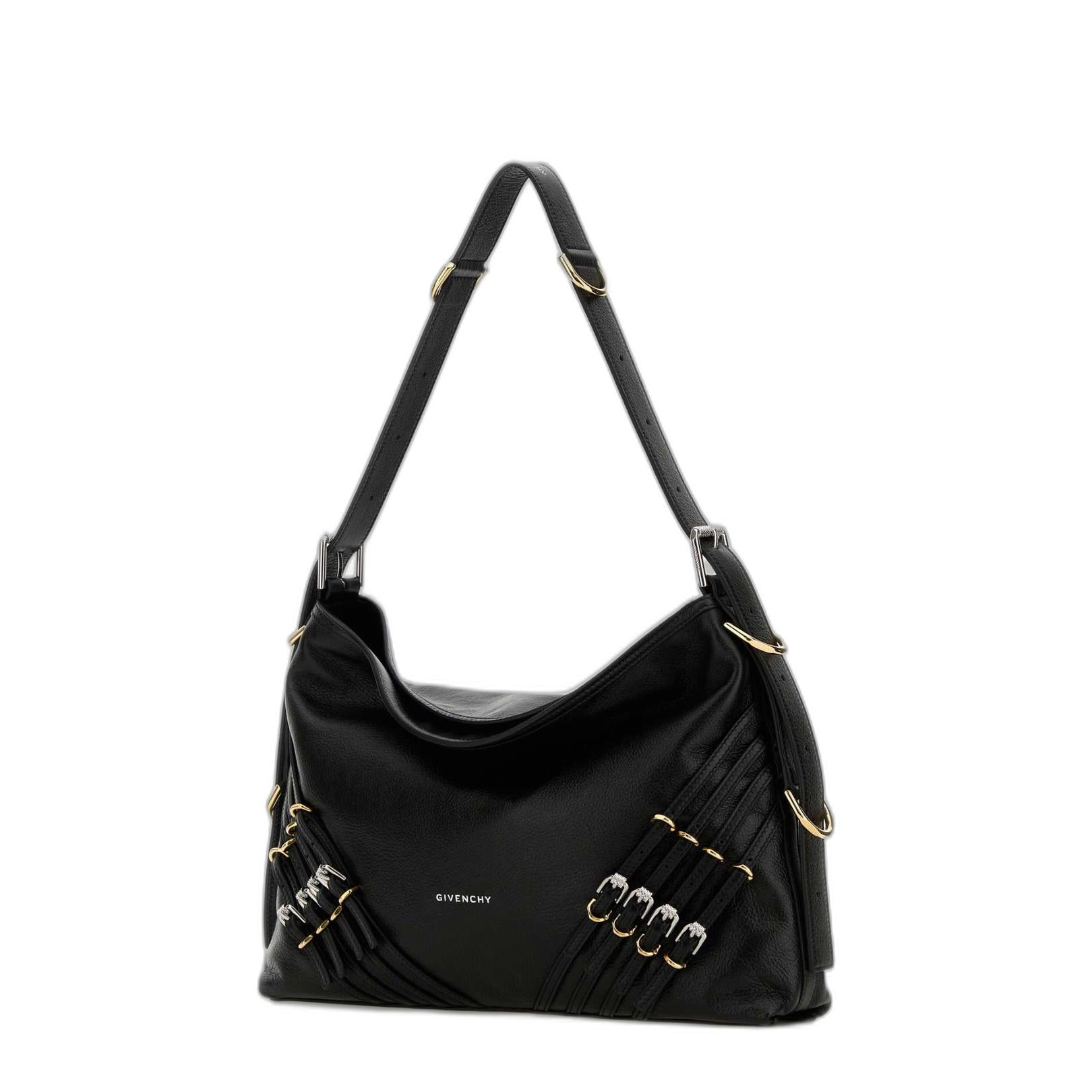 Givenchy Voyoum Medium Shoulder Bag In Shiny Leather - Black