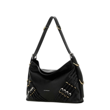 Givenchy Voyoum Medium Shoulder Bag In Shiny Leather - Black